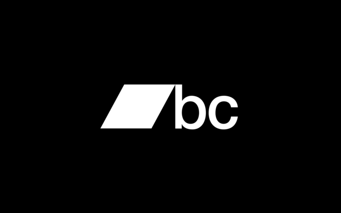 White Bandcamp icon on a black background