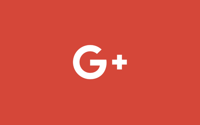 A white Google+ logo on a reddish-orange background