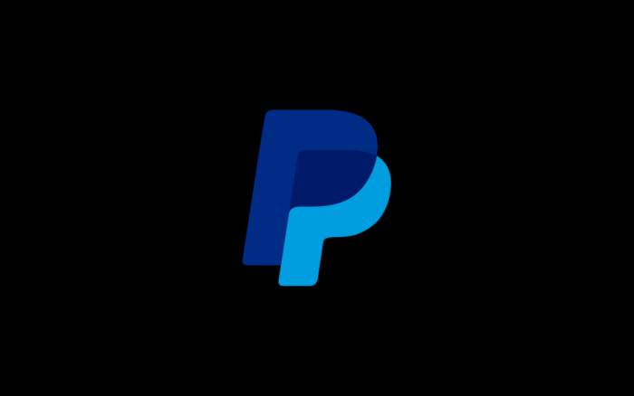 Blue PayPal logo on a black background