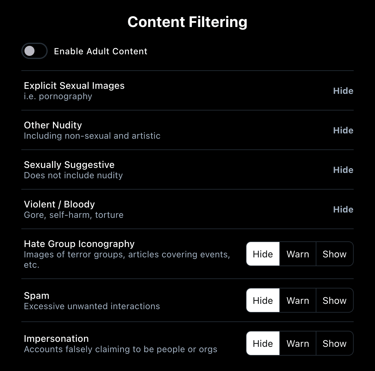 Bluesky Content Filtering