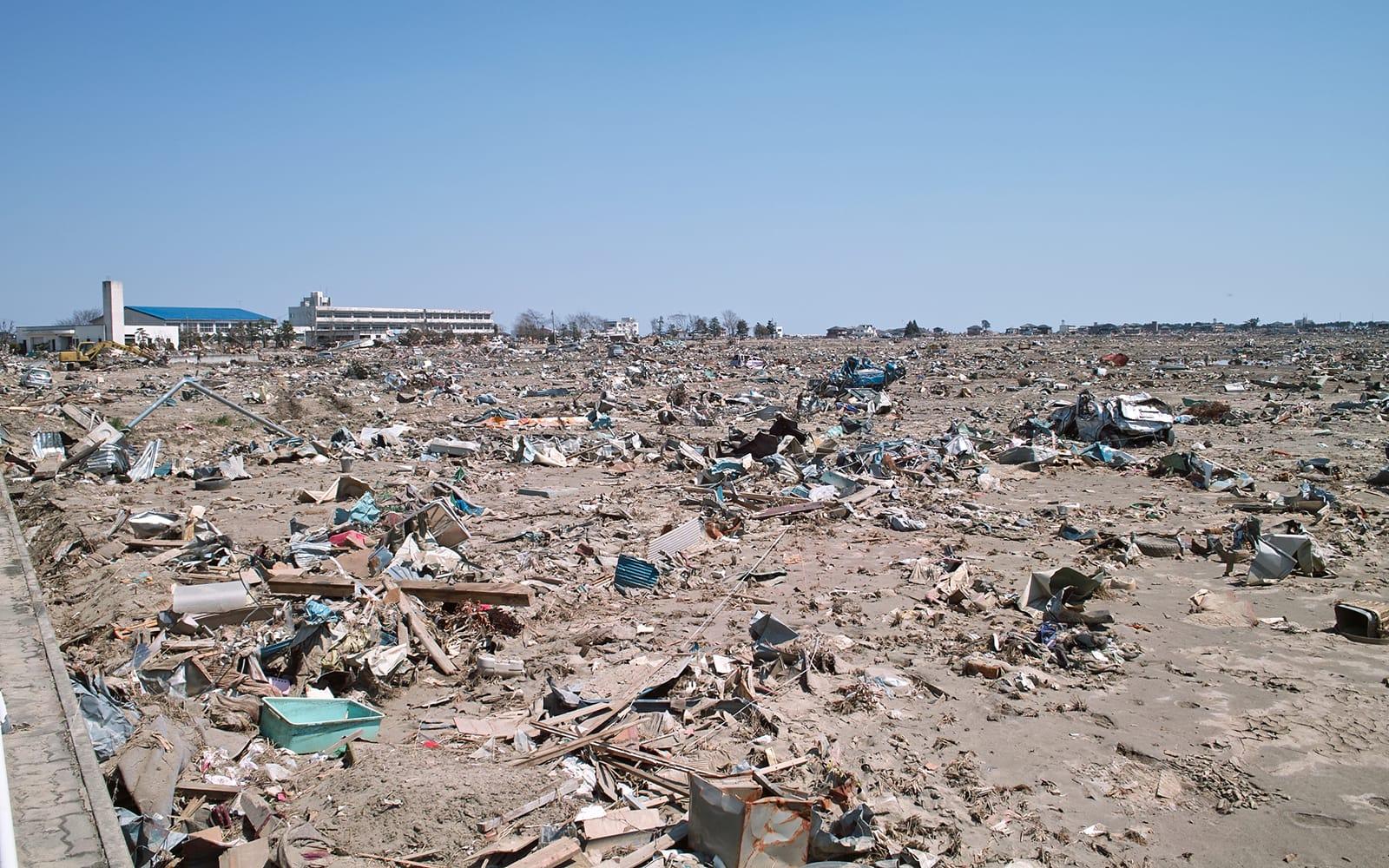 A field of debris and wreckage left behind by the 2011 tsunami