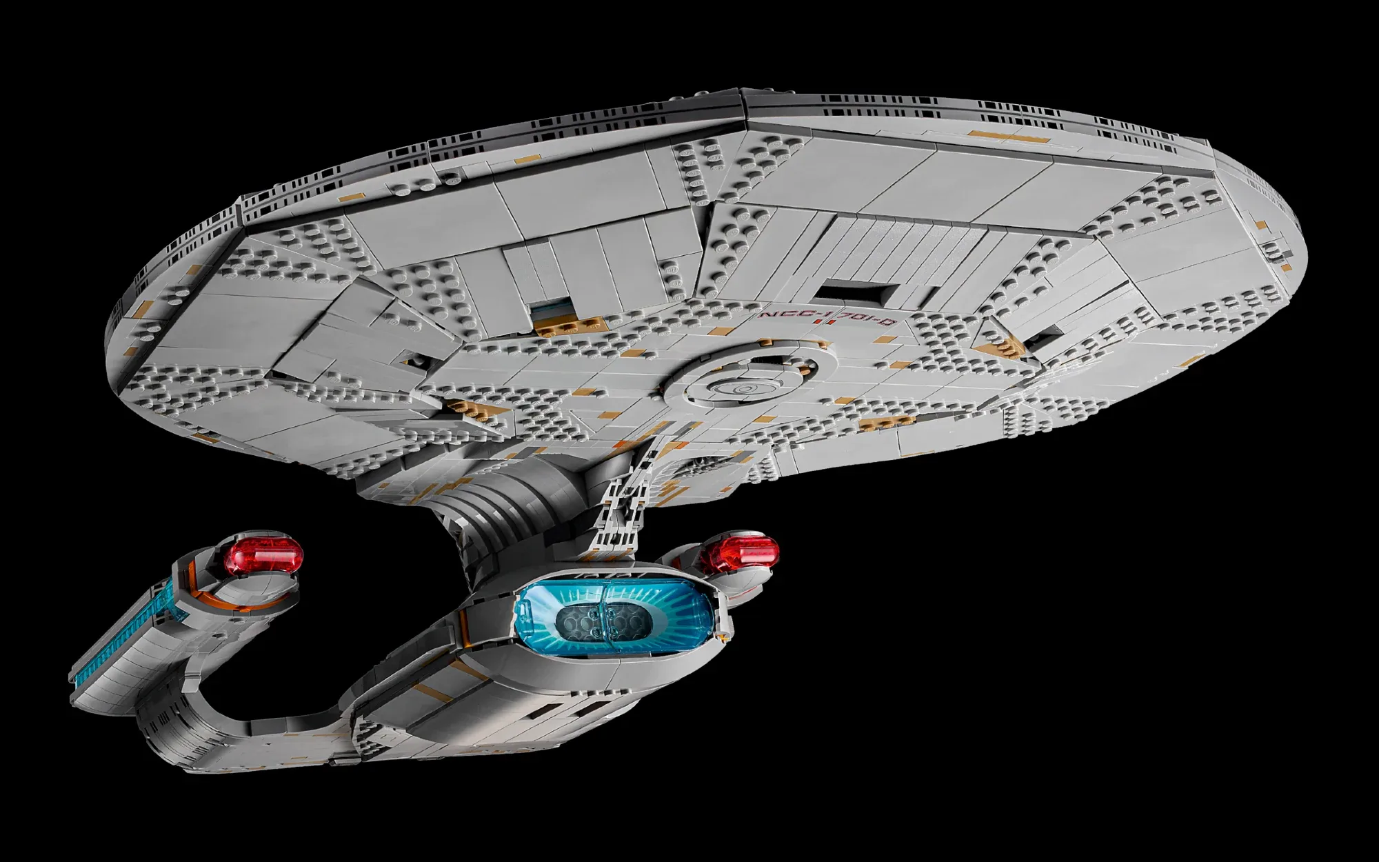 A photo the U.S.S. Enterprise D in Lego form