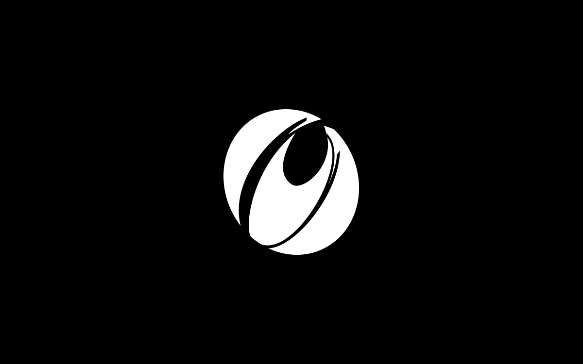 A white Opus logo on a black background