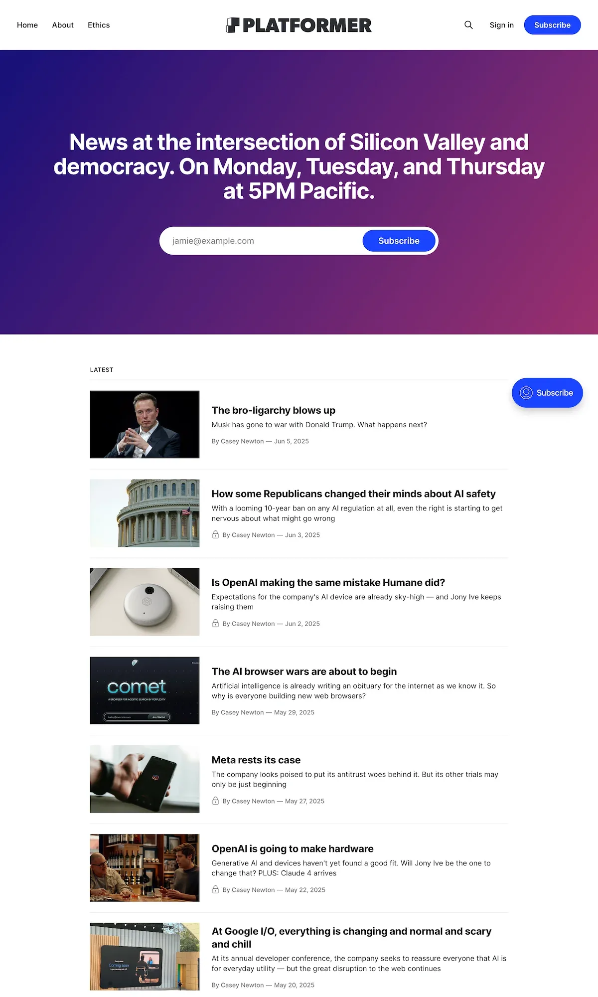 Platformer news 20250606