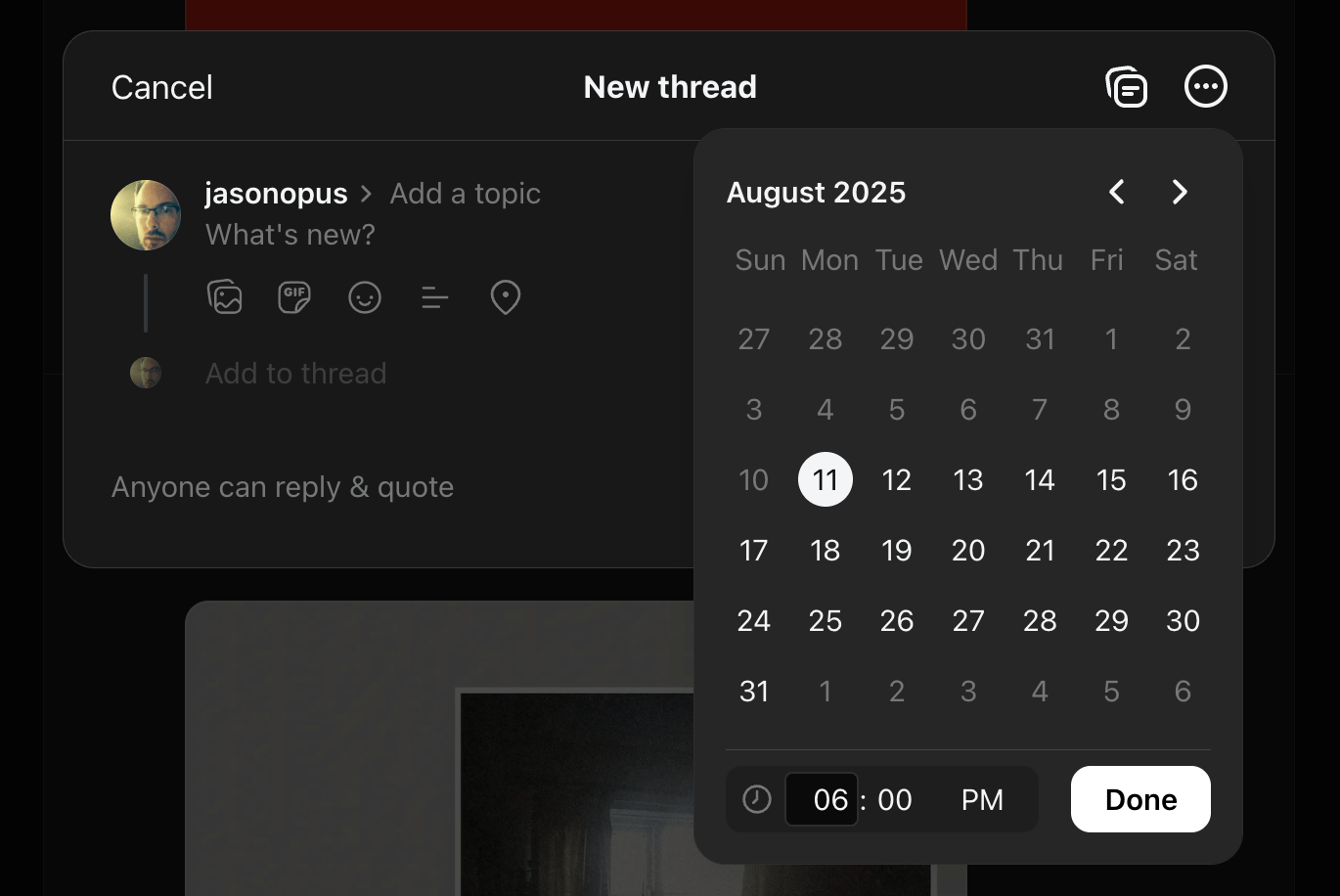 Threads Schedule Post UI