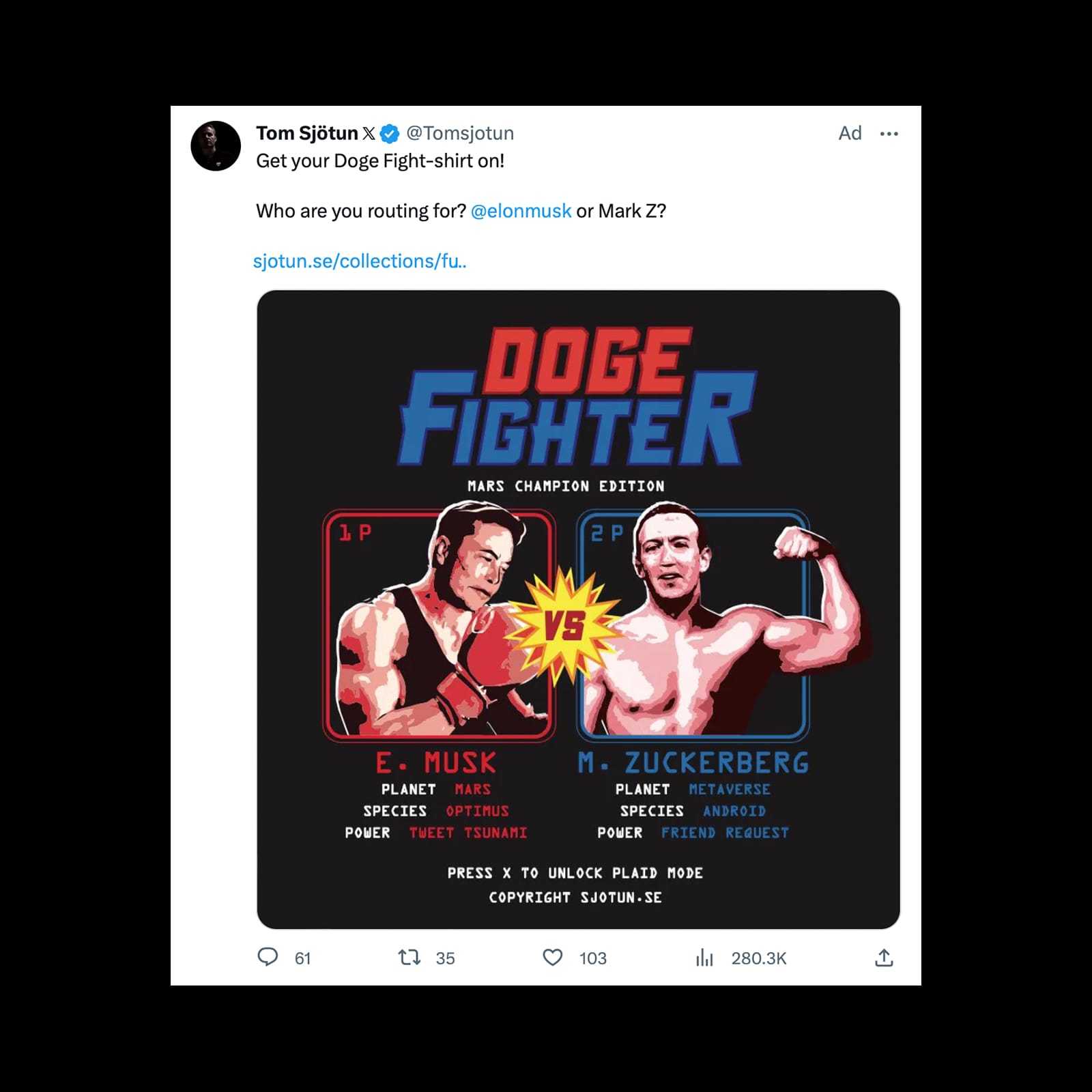 Twitter ad 14 doge fighter