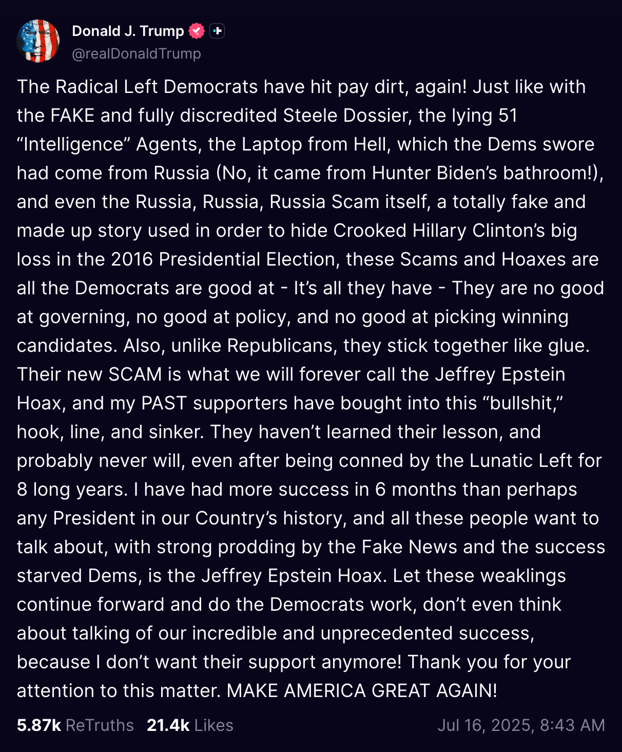 Truthsocial donaldtrump 114863203348237352